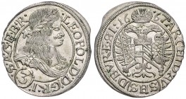 LEOPOLD I (1657 - 1705)&nbsp;
3 Kreuzer, 1667, 1,48g, Vratislav. Her. 1536&nbsp;

EF | EF