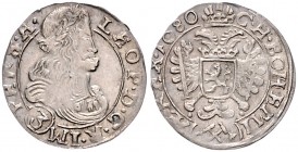 LEOPOLD I (1657 - 1705)&nbsp;
3 Kreuzer, 1680, 1,52g, Kutná Hora. Her. 1495&nbsp;

EF | EF