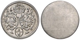 LEOPOLD I (1657 - 1705)&nbsp;
1/2 Kreuzer, 1679, 0,68g, Her. 1924&nbsp;

about UNC | about UNC