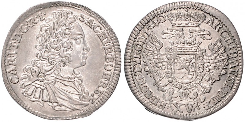CHARLES VI (1711 - 1740)&nbsp;
15 Kreuzer, 1740, 6,65g, Praha. Her. 646&nbsp;
...
