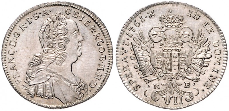 FRANCIS I STEPHEN (1740 - 1765)&nbsp;
7 Kreuzer, 1761, 3,26g, KB. Her. 520&nbsp...