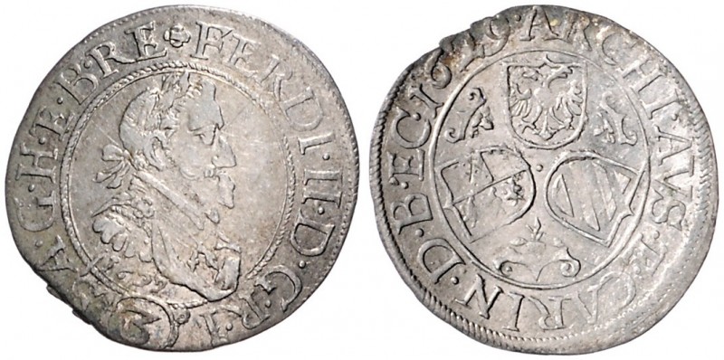 FERDINAND II (1619 - 1637)&nbsp;
3 Kreuzer, 1629, 1,81g, St. Veit. Her. 1125&nb...