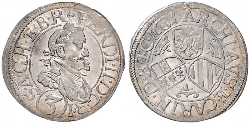 FERDINAND II (1619 - 1637)&nbsp;
3 Kreuzer, 1631, 1,91g, St. Veit. Her. 1128&nb...