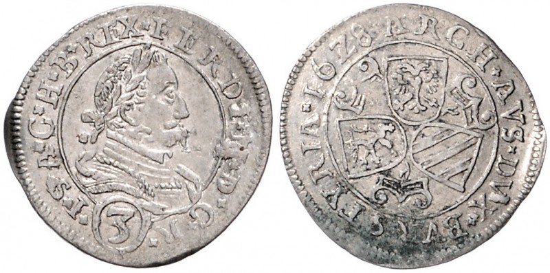 FERDINAND II (1619 - 1637)&nbsp;
3 Kreuzer, 1628, 1,95g, Graz. Her. 1084&nbsp;...