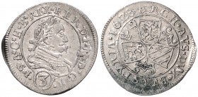 FERDINAND II (1619 - 1637)&nbsp;
3 Kreuzer, 1628, 1,95g, Graz. Her. 1084&nbsp;

VF | VF