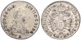 JOSEPH II (1765 - 1790)&nbsp;
3 Kreuzer, 1784, 1,68g, B. Her. 342&nbsp;

VF | VF , R!