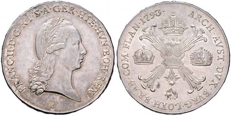FRANCIS II / I (1792 - 1806 - 1835)&nbsp;
1 Thaler, 1793, 29,57g, B. Her. 469&n...