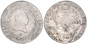 FRANCIS II / I (1792 - 1806 - 1835)&nbsp;
20 Kreuzer, 1805, 6,48g, E. Her. 687&nbsp;

about EF | EF