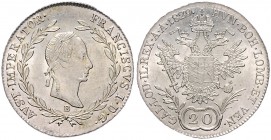 FRANCIS II / I (1792 - 1806 - 1835)&nbsp;
20 Kreuzer, 1829, 6,72g, B. Früh. 368&nbsp;

UNC | UNC