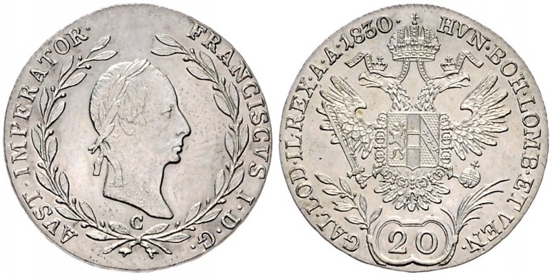 FRANCIS II / I (1792 - 1806 - 1835)&nbsp;
20 Kreuzer, 1830, 6,69g, C. Früh. 372...