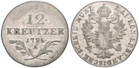 FRANCIS II / I (1792 - 1806 - 1835)&nbsp;
12 Kreuzer, 1795, 4,47g, A. Her. 826&nbsp;

VF | VF