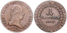 FRANCIS II / I (1792 - 1806 - 1835)&nbsp;
1 Kreuzer, 1812, 4,8g, A. Früh. 523&nbsp;

about UNC | about UNC