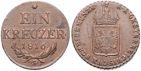 FRANCIS II / I (1792 - 1806 - 1835)&nbsp;
1 Kreuzer, 1816, 8,49g, S. Früh. 535&nbsp;

EF | EF