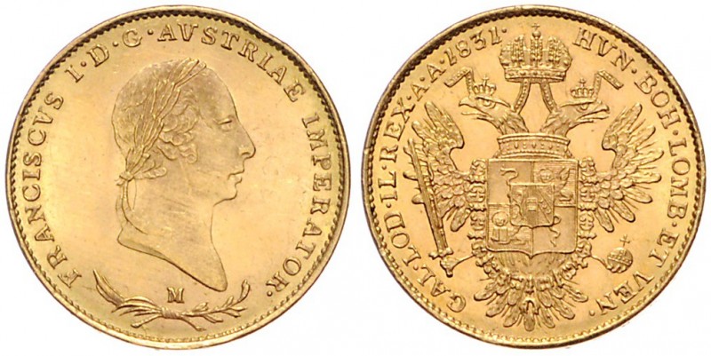 FRANCIS II / I (1792 - 1806 - 1835)&nbsp;
1/2 Sovereign d´Or, 1831, 5,66g, M. F...