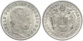 FERDINAND V / I (1835 - 1848)&nbsp;
5 Kreuzer, 1847, 2,19g, A. Früh. 884&nbsp;

UNC | UNC
