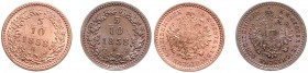 FRANZ JOSEPH I (1848 - 1916)&nbsp;
Lot 2 coins 5/10 Kreuzer 1858 A, 1858 B, 3,36g&nbsp;

UNC | UNC