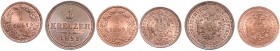 FRANZ JOSEPH I (1848 - 1916)&nbsp;
Lot 3 coins 1 Kreuzer 1851 A, 1859 A, 1861 A, 12,22g&nbsp;

UNC | UNC