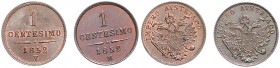 FRANZ JOSEPH I (1848 - 1916)&nbsp;
Lot 2 coins Centesimo 1852 M, 1852 V, 2,37g&nbsp;

UNC | UNC