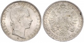FRANZ JOSEPH I (1848 - 1916)&nbsp;
1 Gulden, 1858, 12,34g, A. Früh. 1446&nbsp;

about UNC | about UNC