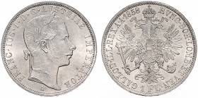 FRANZ JOSEPH I (1848 - 1916)&nbsp;
1 Gulden, 1858, 12,32g, A. Früh. 1446&nbsp;

UNC | UNC