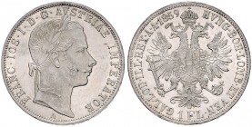 FRANZ JOSEPH I (1848 - 1916)&nbsp;
1 Gulden, 1859, 12,38g, A. Früh. 1451&nbsp;

about UNC | about UNC