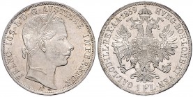 FRANZ JOSEPH I (1848 - 1916)&nbsp;
1 Gulden, 1859, 12,32g, A. Früh. 1451&nbsp;

about UNC | about UNC