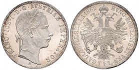 FRANZ JOSEPH I (1848 - 1916)&nbsp;
1 Gulden, 1862, 12,32g, A. Früh. 1464&nbsp;

UNC | UNC