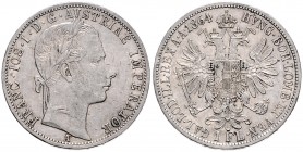 FRANZ JOSEPH I (1848 - 1916)&nbsp;
1 Gulden, 1864, 12,31g, A. Früh. 1472&nbsp;

about EF | about EF