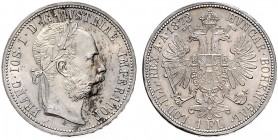 FRANZ JOSEPH I (1848 - 1916)&nbsp;
1 Gulden, 1873, 12,34g, Früh. 1493&nbsp;

EF | EF