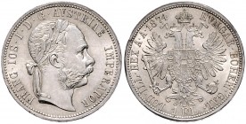 FRANZ JOSEPH I (1848 - 1916)&nbsp;
1 Gulden, 1874, 12,32g, Früh. 1494&nbsp;

about UNC | about UNC , drobná hrana | small defect on the edge