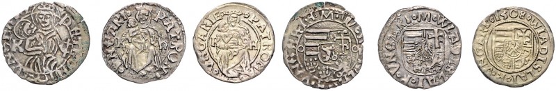VLADISLAUS II OF HUNGARY (1490 - 1516)&nbsp;
Lot 3 coins Denarius (silver), 1,6...