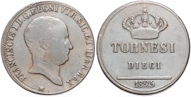 FRANCIS I (1825 - 1830)&nbsp;
10 Tornesi, 1825, 30,77g, KM 293&nbsp;

VF | VF