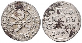 COINS MINTED IN BOHEMIA DURING THE REIGN OF RUDOLF II (1576 - 1612)&nbsp;
Small groschen, 1599, 1,04g, Kutná Hora. Hal. 380&nbsp;

VF | VF
