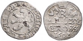 COINS MINTED IN BOHEMIA DURING THE REIGN OF RUDOLF II (1576 - 1612)&nbsp;
Small groschen, 1602, 0,96g, Kutná Hora. Hal. 380&nbsp;

VF | VF