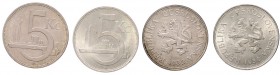 CZECHOSLOVAKIA&nbsp;
Lot 2 coins 5 Korun 1930,1932, 14g