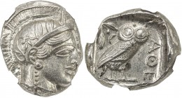 ATHENS (ATTICA): 440-404 BC, AR tetradrachm (17.19g), S-2526, helmeted bust of Athena right // owl standing right with head facing, AΘE before, olive ...