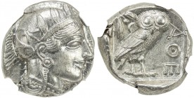 ATHENS (ATTICA): 440-404 BC, AR tetradrachm (17.20g), S-2526, helmeted bust of Athena right // owl standing right with head facing, AΘE before, olive ...