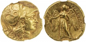 MACEDONIAN KINGDOM: Alexander III, the Great, 336-323 BC, AV stater (8.52g), Price-172, early posthumous issue, head of Athena right, wearing Corinthi...
