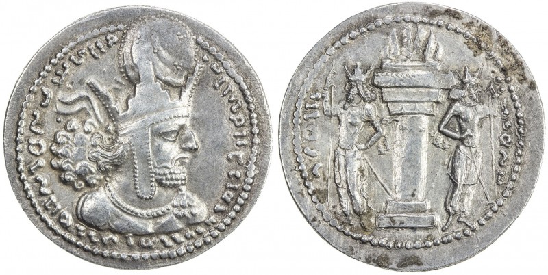 SASANIAN KINGDOM: Shahpur I, 241-272, AR drachm (4.12g), G-23, king's bust, wear...