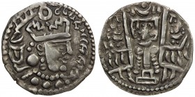BUKHARA: Bukharkhodat series, early 8th century, AR drachm (2.72g), cf. Zeno-101954, design derived from the Sasanian coinage of Varhran V and retaine...