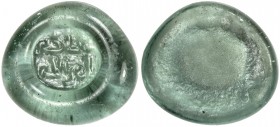 FATIMID: al-Hakim, 996-1021, glass jeton/weight (1.45g), A-713, FGJ-74, short legend, just al-hakim / bi-amr Allah, blank reverse, transparent green, ...