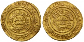 FATIMID: al-Âmir al-Mansur, 1101-1130, AV dinar (4.09g), al-Iskandariya, AH508, A-729, Nicol-2452, slightly wavy surfaces, VF.

Estimate: USD 240 - ...