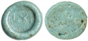 FATIMID: Anonymous, 12th century, glass jeton/weight (1.52g), A-746G, FGJ—, late issue, with only the word al-imam (without the final "m"), opaque blu...