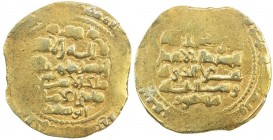 GHAZNAVID: Mas'ud III, 1099-1115, AV dinar (7.54g), Ghazna, AH492, A-1647, with titles sanâ al-milla malik al-islam zahir al-imam, mint & date suffici...