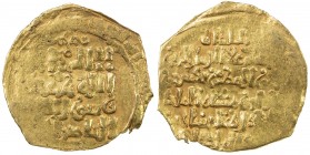AMIR OF NISHAPUR: Toghanshah, 1172-1185 AH, AV dinar (2.24g), MM, AH5xx, A-1708.2, citing the caliph al-Nasir and presumably also his son Sanjar as he...