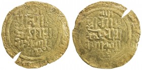 GREAT MONGOLS: Anonymous, ca. 1220s-1230s, AV dinar (6.43g), Bukhara, ND, A-B1967, totally anonymous, early style, possibly struck before the death of...