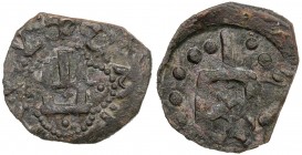 GIRAY KHANS: Genoese Colony, 1347-1566, AE follaro (1.22g), Kaffa, Retowski-260, castle in quatrefoil, 3 pellets around, Latin CAFFA B S around // Gir...