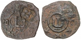 GIRAY KHANS: Genoese Colony, 1347-1566, AE follaro (1.32g), Kaffa, Retowski-262, castle in center, within quatrefoil of dots, Latin KAFFA B S around /...