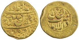 ZAND: Karim Khan, 1753-1779, AV mohur (10.75g), Kirman, AH(11)74, A-2787, type B, with mint epithet Dar al-Iman, and with the standard couplet on the ...