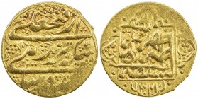 QAJAR: Fath 'Ali Shah, 1797-1834, AV ½ toman (3.08g), Tehran, AH"1321" (error for 1213), A-2858, obverse phrase amadeh az fath-i 'ali sekkeh be-zar-e ...